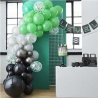 Black, Green and Grey Balloon Arch with Shaped Card Controllers