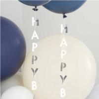 Silver Happy Birthday Balloon Tails