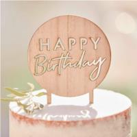 Wooden Happy Birthday Cake Topper