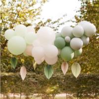 Sage Balloon Garland with Palm Spear Fans