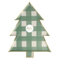 Green Gingham Tree Plates