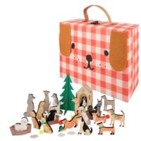 Wooden Dog Advent Calendar Suitcase