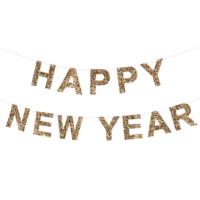 Gold Glitter Happy New Year Garland