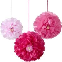 Pompom Flower pink - 3 pcs