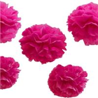 Tissue Paper Pompom- Neon Pink Birthday