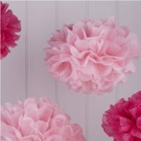 Vintage Lace - Tissue Paper Pom Poms - Hot Pink / Light Pink