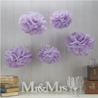 Vintage Lace Tissue Paper Pompoms - Lilac