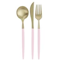 Metallic Gold/light pink plastic cutlery