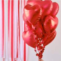 Red Heart Balloons with Heart Streamers