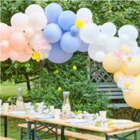 Pastel Balloon Arch with Tissue Paper Flowers