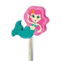 Mermaid Pinata, Pull String, Pink & Teal