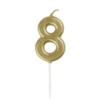 Gold Number Candle 8