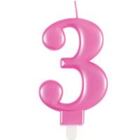 Met Pink Number 3 Birthday Candle