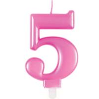 Met Pink Number 5 Birthday Candle