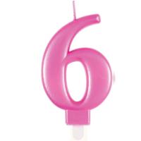 Met Pink Number 6 Birthday Candle