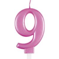 Met Pink Number 9 Birthday Candle