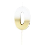 Gold Ombre 0 Number Birthday Candle