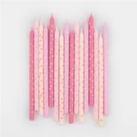Pink Stars Candles - Pack of 16