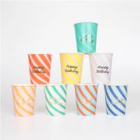 Stripe Happy Birthday Cups