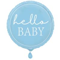 Hello Baby Blue Foil Balloon 18