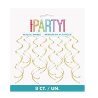 Hanging Gold Swirl Decorations - Pack of  8