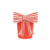 Red & White Stripy Bow Cups