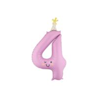 Number 4 Foil Balloon – Lavender With Cute Face
