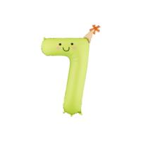 Number 7 Foil Balloon – Light Green With Cute Face