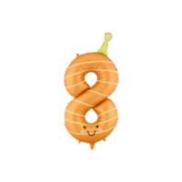 Number 8 Foil Balloon – Orange With Cute Face