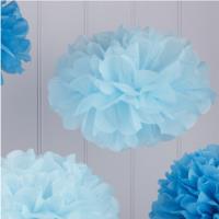 Vintage Lace Pom Poms Blue Mix