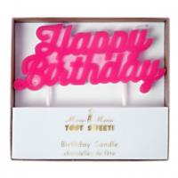 Pink Happy Birthday Candle