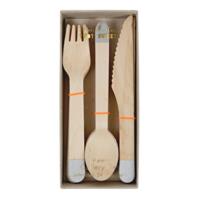 Wooden Cutlery Set - Silver