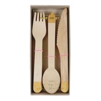 Gold Wooden Cutlery Set