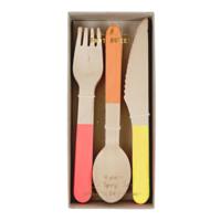 Neon Wooden Cutlery Set