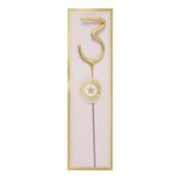Gold Sparkler Candle - Number 3