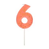 Coral Number 6 Candle