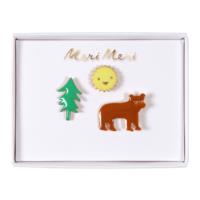 Bear, Sun And Tree Enamel Pins