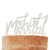 Just Married Wooden Cake Topper