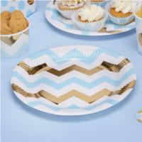 Party Plate Blue Chevron