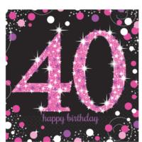Pink Celebration Age 40 Napkins