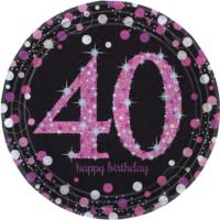 Pink Celebration Age 40 Plates