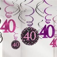 Pink Celebration Age 40  Swirls