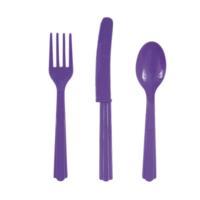 18 Neon Purple Cutlery