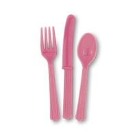 18 Assorted Hot Pink Cutlery