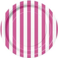 Hot Pink Striped Plates 7