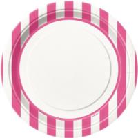 Hot Pink Striped Plates 9