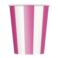 Hot Pink Striped 12oz Cups