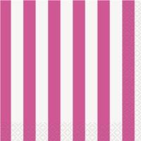 Hot Pink Striped Beverage Napkins