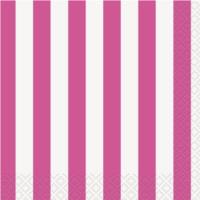 Hot Pink Striped Beverage Napkins