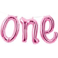 Age One Pink Balloon Bunting